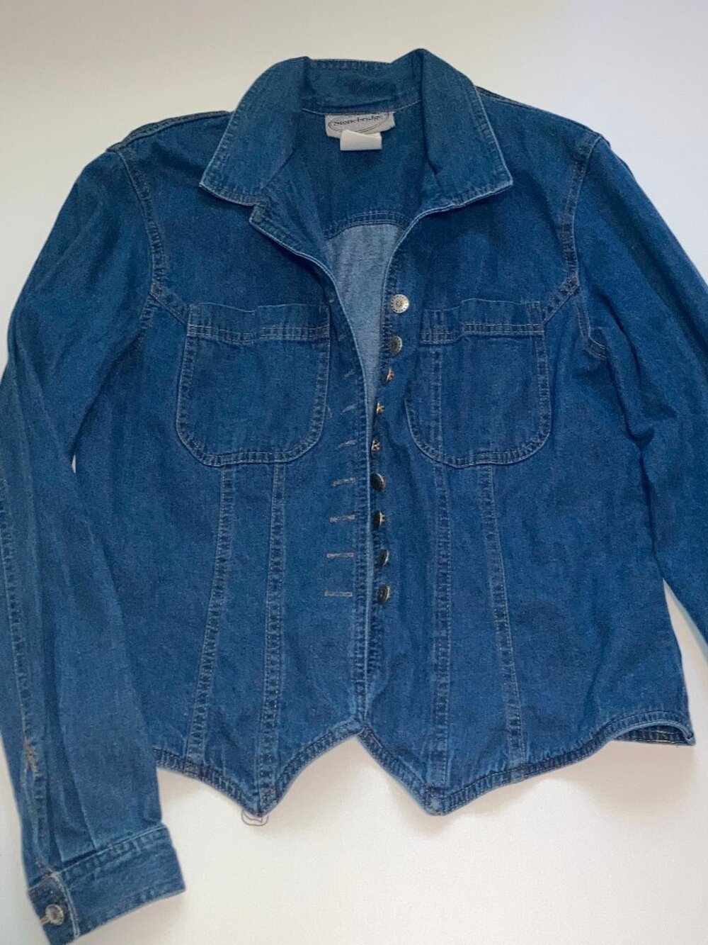 Vintage Stonebridge Denim Button Down Jacket Shirt Size 12